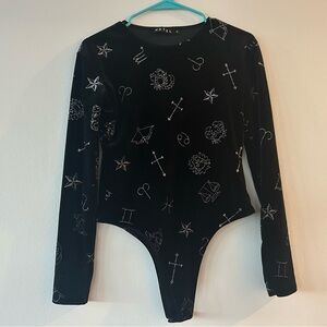 Motel Rocks Black Velvet Zodiac Bodysuit